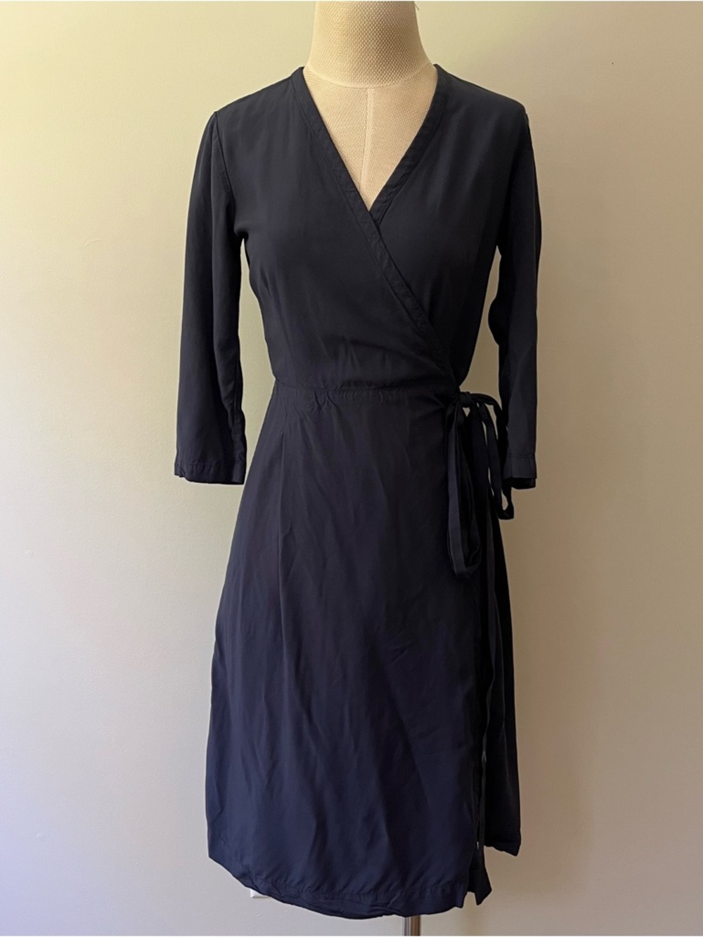 Uniqlo Ines De La Fressange Wrap Dress Small Blue Classic Timeless V-Neck